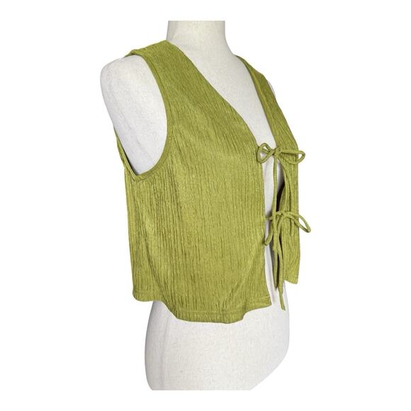 Commense Vest Top Tie Front Green Sleeveless Size S - Picture 2 of 6